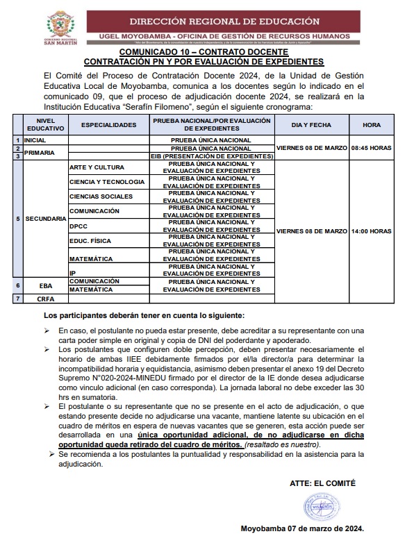 📢📍𝐂𝐎𝐌𝐔𝐍𝐈𝐂𝐀𝐃𝐎 10 - CONTRATO DOCENTE CONTRATACI&Oacute;N PN Y POR EVALUACI&Oacute;N DE EXPEDIENTES