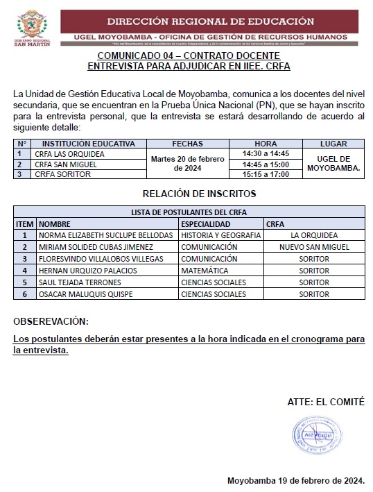 COMUNICADO 04 &ndash; CONTRATO DOCENTE!