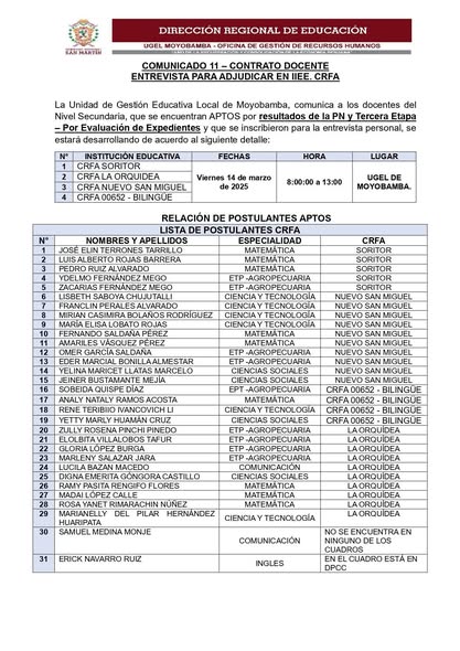 📌COMUNICADO 11 &ndash; CONTRATO DOCENTE.