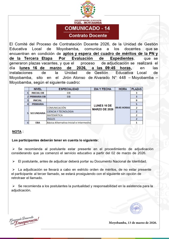 COMUNICADO - 14 Contrato Docente