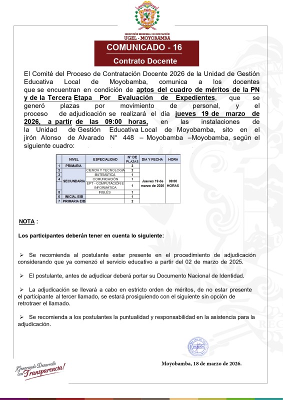 COMUNICADO - 16 Contrato Docente