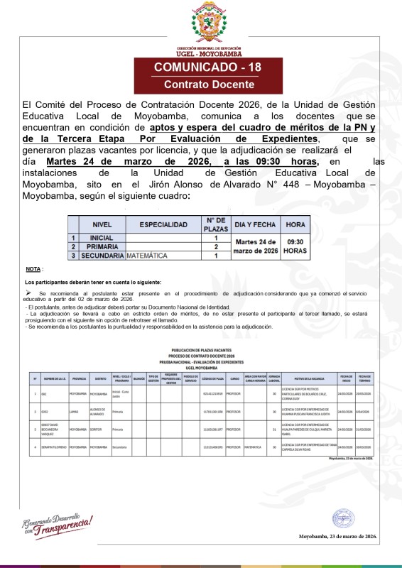 COMUNICADO - 18 Contrato Docente
