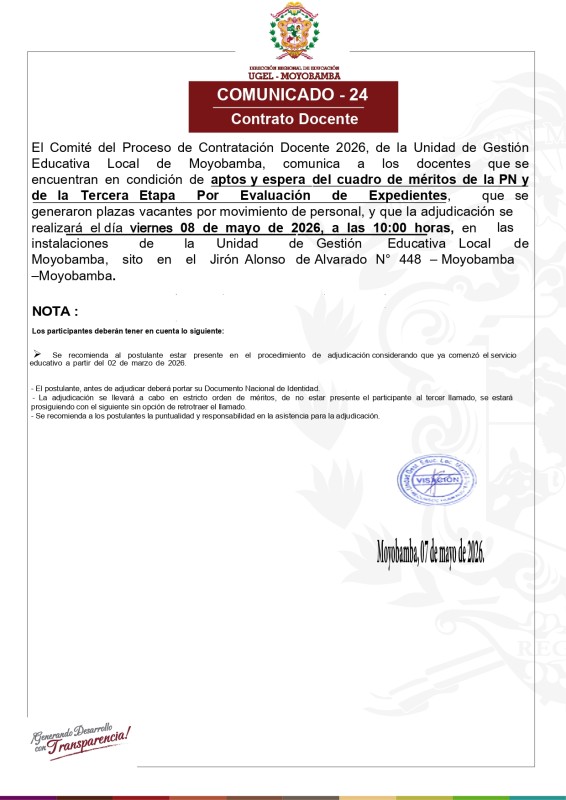 COMUNICADO - 24 / Contrato Docente