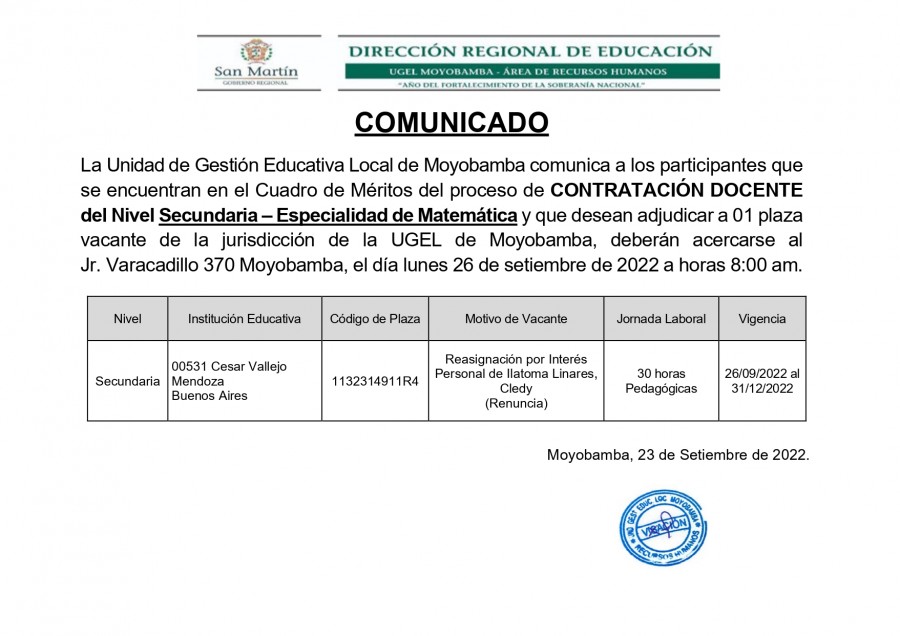 COMUNICADO